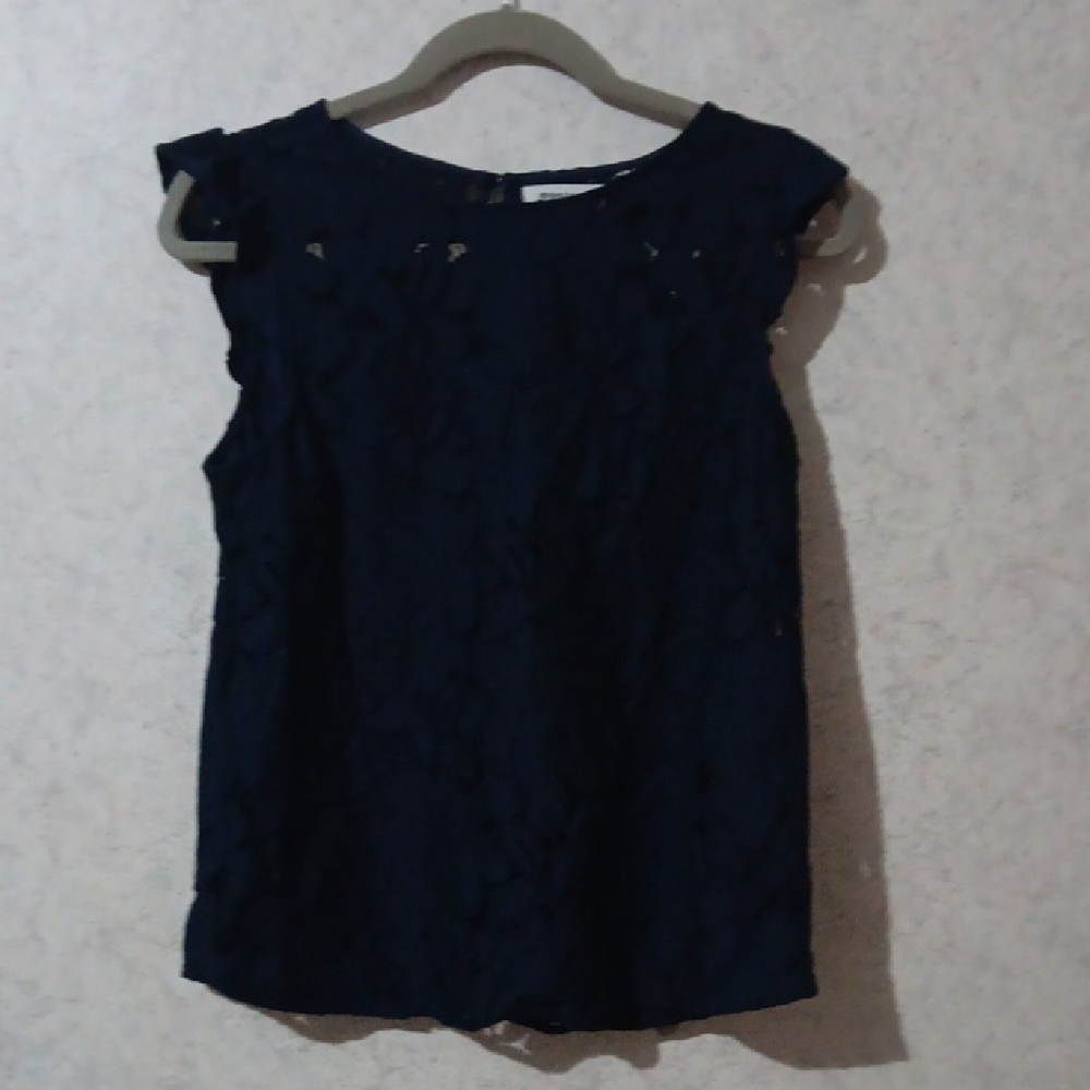 Monteau Navy Lace Top